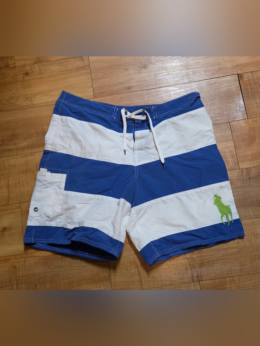 Polo Ralph Lauren Vintage Style Swimsuit Blue and White Striped Size 34